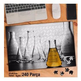 Asil Hobi Laboratuvar-Deney--Şişeler-Kimya Yapboz-Ayak Destekli Çerçeveli 240 Parça Puzzle