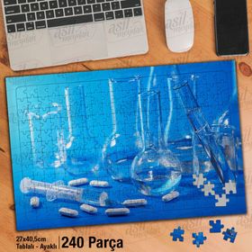 Asil Hobi Laboratuvar-Deney Şişeleri-İlaç-Kimya Yapboz-Ayak Destekli Çerçeveli 240 Parça Puzzle