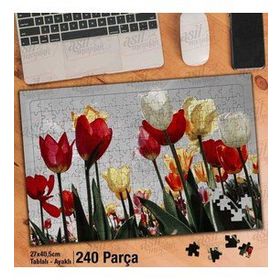 Asil Hobi Laleler-Lale Alanı-Bahar-Çiçek Yapboz-Ayak Destekli Çerçeveli 240 Parça Puzzle