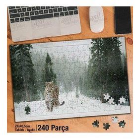 Asil Hobi Leopar-Kar-Kış-Vahşi Hayvanlar-Doğa Yapboz-Ayak Destekli Çerçeveli 240 Parça Puzzle