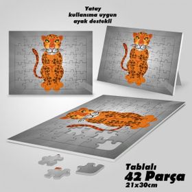 Asil Hobi Leopar-Vahşi Hayvan Yapboz-Ayak Destekli Çerçeveli 42 Parça Puzzle