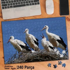 Asil Hobi Leylek-Kuş-Gökyüzü-Doğa-Vahşi Yaşam Yapboz-Ayak Destekli Çerçeveli 240 Parça Puzzle