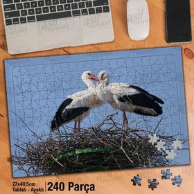 Asil Hobi Leylek Yuvası-Hayvan-Kuş Yapboz-Ayak Destekli Çerçeveli 240 Parça Puzzle