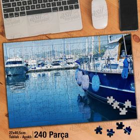 Asil Hobi Liman-Tekneler-Sahil-Deniz-Yapboz-Ayak Destekli Çerçeveli 240 Parça Puzzle