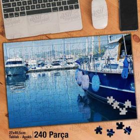 Asil Hobi Liman-Tekneler-Sahil-Deniz-Yapboz-Ayak Destekli Çerçeveli 240 Parça Puzzle