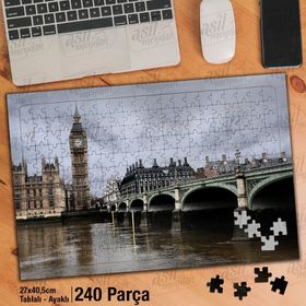 Asil Hobi Londra Big Ben İle Westminster Köprüsü Yapboz-Ayak Destekli Çerçeveli 240 Parça Puzzle