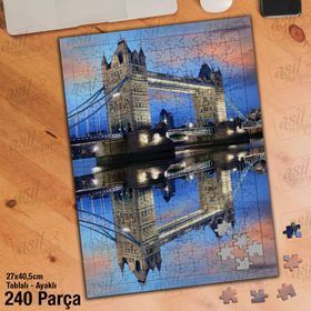 Asil Hobi Londra İngiltere-Köprü-Yansıma-Deniz Yapboz-Ayak Destekli Çerçeveli 240 Parça Puzzle