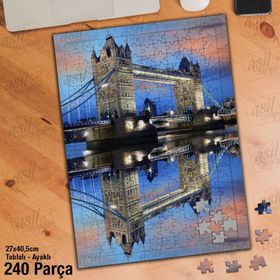 Asil Hobi Londra İngiltere-Köprü-Yansıma-Deniz Yapboz-Ayak Destekli Çerçeveli 240 Parça Puzzle