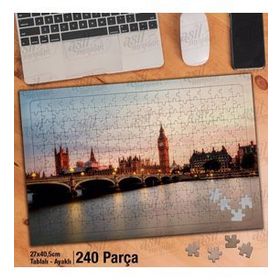Asil Hobi Londra-İngiltere-Nehir-Köprü-Manzara Yapboz-Ayak Destekli Çerçeveli 240 Parça Puzzle