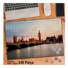 Asil Hobi Londra-İngiltere-Nehir-Köprü-Manzara Yapboz-Ayak Destekli Çerçeveli 240 Parça Puzzle