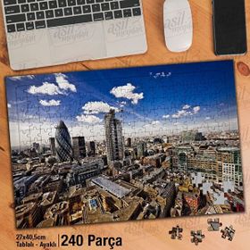 Asil Hobi Londra Şehri-Kuş Bakışı-Manzara Yapboz-Ayak Destekli Çerçeveli 240 Parça Puzzle