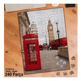 Asil Hobi Londra Telefon Kulubesi Ve Saat Kulesi Yapboz-Ayak Destekli Çerçeveli 240 Parça Puzzle