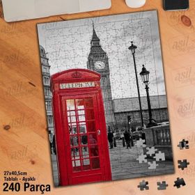 Asil Hobi Londra Telefon Kulubesi Ve Saat Kulesi Yapboz-Ayak Destekli Çerçeveli 240 Parça Puzzle