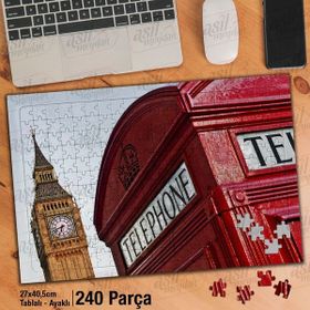Asil Hobi Londra Telefon Kulubesi Ve Saat Kulesi Yapboz-Ayak Destekli Çerçeveli 240 Parça Puzzle