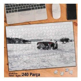 Asil Hobi Lüks Araç-Kar-Kış-Ağaçlar-Manzara Yapboz-Ayak Destekli Çerçeveli 240 Parça Puzzle