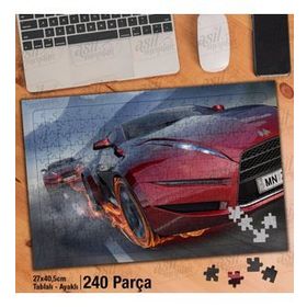 Asil Hobi Lüks Kırmızı Spor Arabalar-Ateş-Hız Yapboz-Ayak Destekli Çerçeveli 240 Parça Puzzle