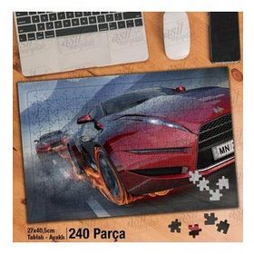 Asil Hobi Lüks Kırmızı Spor Arabalar-Ateş-Hız Yapboz-Ayak Destekli Çerçeveli 240 Parça Puzzle