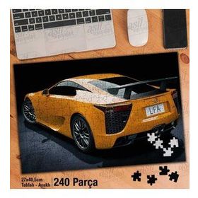 Asil Hobi Lüks Sarı Otomobil-Araba-Spor Araç Yapboz-Ayak Destekli Çerçeveli 240 Parça Puzzle