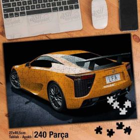 Asil Hobi Lüks Sarı Otomobil-Araba-Spor Araç Yapboz-Ayak Destekli Çerçeveli 240 Parça Puzzle