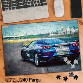 Asil Hobi Lüks Spor Araba-Pist-Otomobil-Hız Yapboz-Ayak Destekli Çerçeveli 240 Parça Puzzle