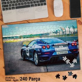 Asil Hobi Lüks Spor Araba-Pist-Otomobil-Hız Yapboz-Ayak Destekli Çerçeveli 240 Parça Puzzle