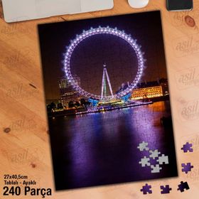 Asil Hobi Lunapark-Deniz-Işıklar-Şehir-Gece Yapboz-Ayak Destekli Çerçeveli 240 Parça Puzzle