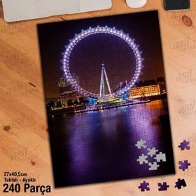 Asil Hobi Lunapark-Deniz-Işıklar-Şehir-Gece Yapboz-Ayak Destekli Çerçeveli 240 Parça Puzzle