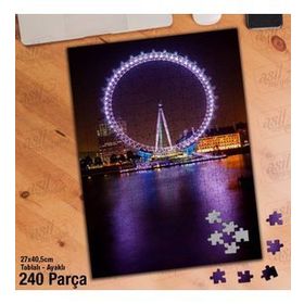 Asil Hobi Lunapark-Deniz-Işıklar-Şehir-Gece Yapboz-Ayak Destekli Çerçeveli 240 Parça Puzzle