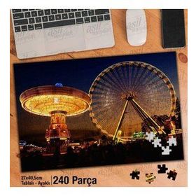 Asil Hobi Lunapark-Eğlence-Gece-Park Yapboz-Ayak Destekli Çerçeveli 240 Parça Puzzle