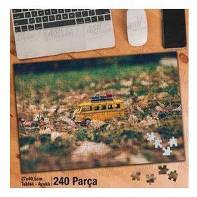Asil Hobi Maket Woswos-Sonbahar-Araba-Tatil Yapboz-Ayak Destekli Çerçeveli 240 Parça Puzzle