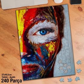 Asil Hobi Makyaj-Yüz-Kadın-Portre-Mavi Gözler Yapboz-Ayak Destekli Çerçeveli 240 Parça Puzzle
