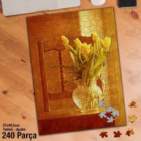 Asil Hobi Masa-Vazo-Lale-Çiçek-Bitki Yapboz-Ayak Destekli Çerçeveli 240 Parça Puzzle
