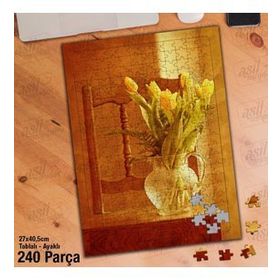 Asil Hobi Masa-Vazo-Lale-Çiçek-Bitki Yapboz-Ayak Destekli Çerçeveli 240 Parça Puzzle