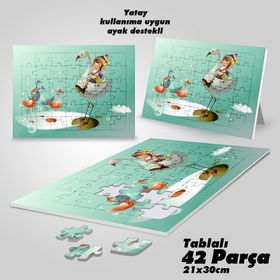 Asil Hobi Masal Diyarı-Peri-Kaz-Çocuk Yapboz-Ayak Destekli Çerçeveli 42 Parça Puzzle