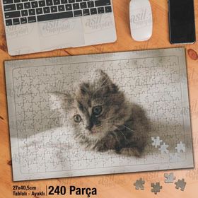 Asil Hobi Masum Yavru Kedi-Sevimli Hayvan-Doğa Yapboz-Ayak Destekli Çerçeveli 240 Parça Puzzle