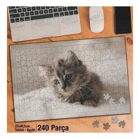 Asil Hobi Masum Yavru Kedi-Sevimli Hayvan-Doğa Yapboz-Ayak Destekli Çerçeveli 240 Parça Puzzle