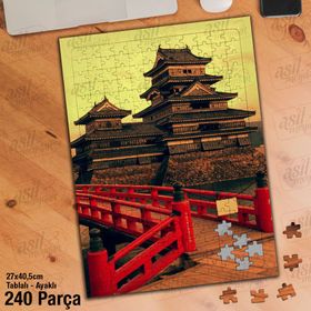 Asil Hobi Matsumoto Kalesi Japonya-Mimari-Köprü Yapboz-Ayak Destekli Çerçeveli 240 Parça Puzzle