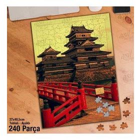Asil Hobi Matsumoto Kalesi Japonya-Mimari-Köprü Yapboz-Ayak Destekli Çerçeveli 240 Parça Puzzle