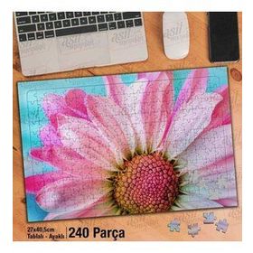 Asil Hobi Mavi Arka Plan Üzerinde Pembe Çiçek Yapboz-Ayak Destekli Çerçeveli 240 Parça Puzzle