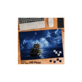 Asil Hobi Mavi Bulutlar-Şimşek-Deniz-Gemi Yapboz-Ayak Destekli Çerçeveli 240 Parça Puzzle
