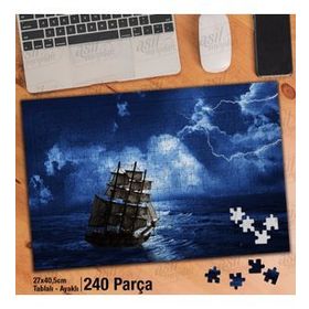 Asil Hobi Mavi Bulutlar-Şimşek-Deniz-Gemi Yapboz-Ayak Destekli Çerçeveli 240 Parça Puzzle