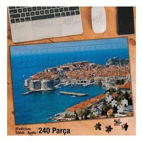 Asil Hobi Mavi Deniz-Hırvatistan-Evler-Mimari Yapboz-Ayak Destekli Çerçeveli 240 Parça Puzzle