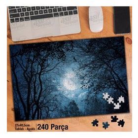 Asil Hobi Mavi Gökyüzü-Ay-Ağaçlar-Dallar-Doğa Yapboz-Ayak Destekli Çerçeveli 240 Parça Puzzle
