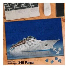 Asil Hobi Mavi Gökyüzü-Beyaz Gemi-Deniz-Manzara Yapboz-Ayak Destekli Çerçeveli 240 Parça Puzzle
