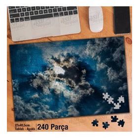 Asil Hobi Mavi Gökyüzü-Beyaz Gri Bulutlar-Manzara Yapboz-Ayak Destekli Çerçeveli 240 Parça Puzzle