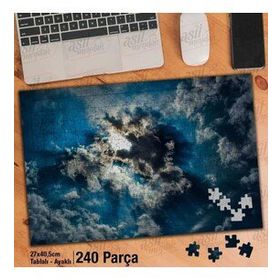 Asil Hobi Mavi Gökyüzü-Beyaz Gri Bulutlar-Manzara Yapboz-Ayak Destekli Çerçeveli 240 Parça Puzzle