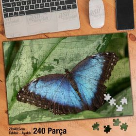 Asil Hobi Mavi Kelebek-Doğa Yapboz-Ayak Destekli Çerçeveli 240 Parça Puzzle