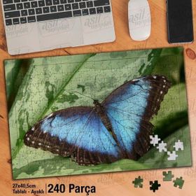 Asil Hobi Mavi Kelebek-Doğa Yapboz-Ayak Destekli Çerçeveli 240 Parça Puzzle
