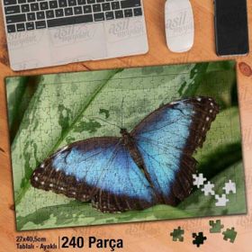 Asil Hobi Mavi Kelebek-Doğa Yapboz-Ayak Destekli Çerçeveli 240 Parça Puzzle