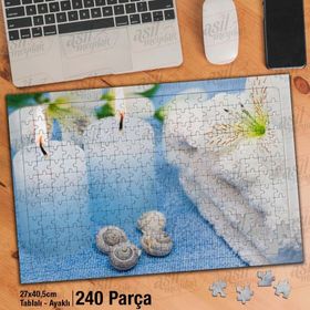 Asil Hobi Mavi Mum-Beyaz Çiçekler-Terapi-Yapboz-Ayak Destekli 240 Parça Puzzle
